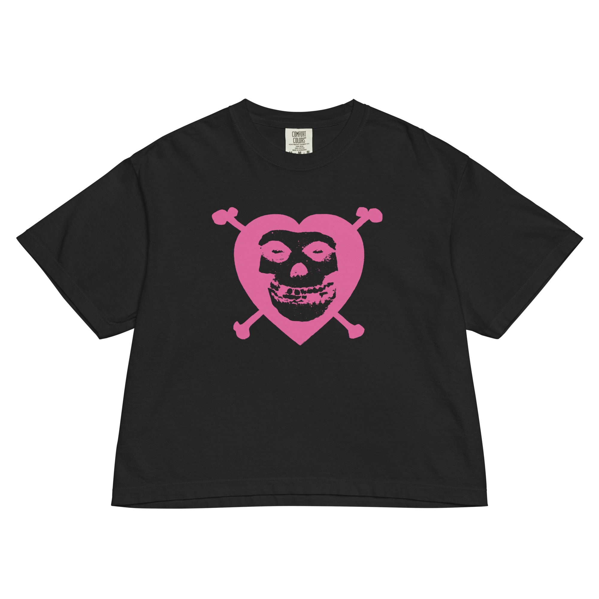 Misfits Heart Skull Mineral Wash Womens Crop Tee Hoodie, Sweatshirt | ZylaModa.com (Image 1)