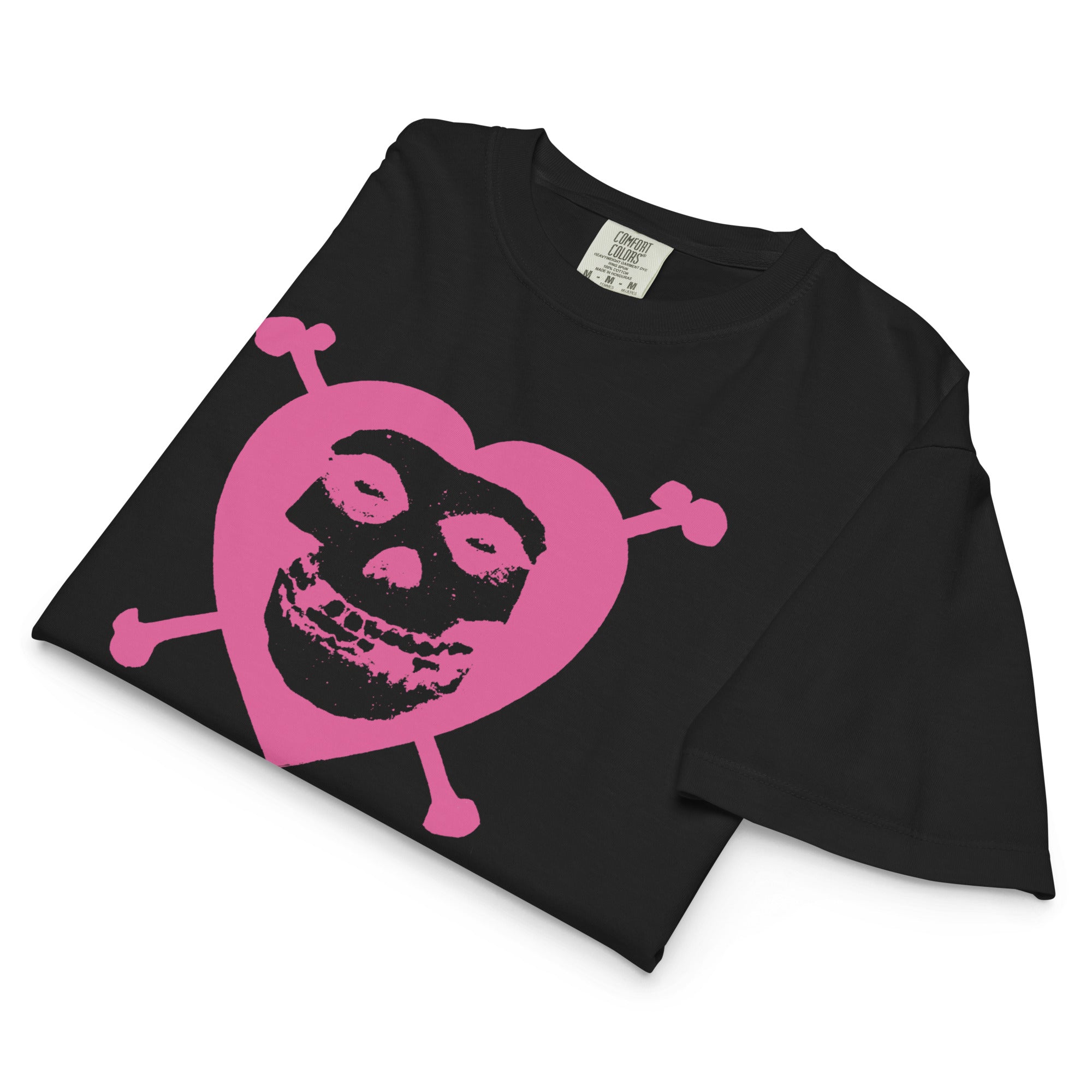 Misfits Heart Skull Mineral Wash Womens Crop Tee Hoodie, Sweatshirt | ZylaModa.com (Image 3)
