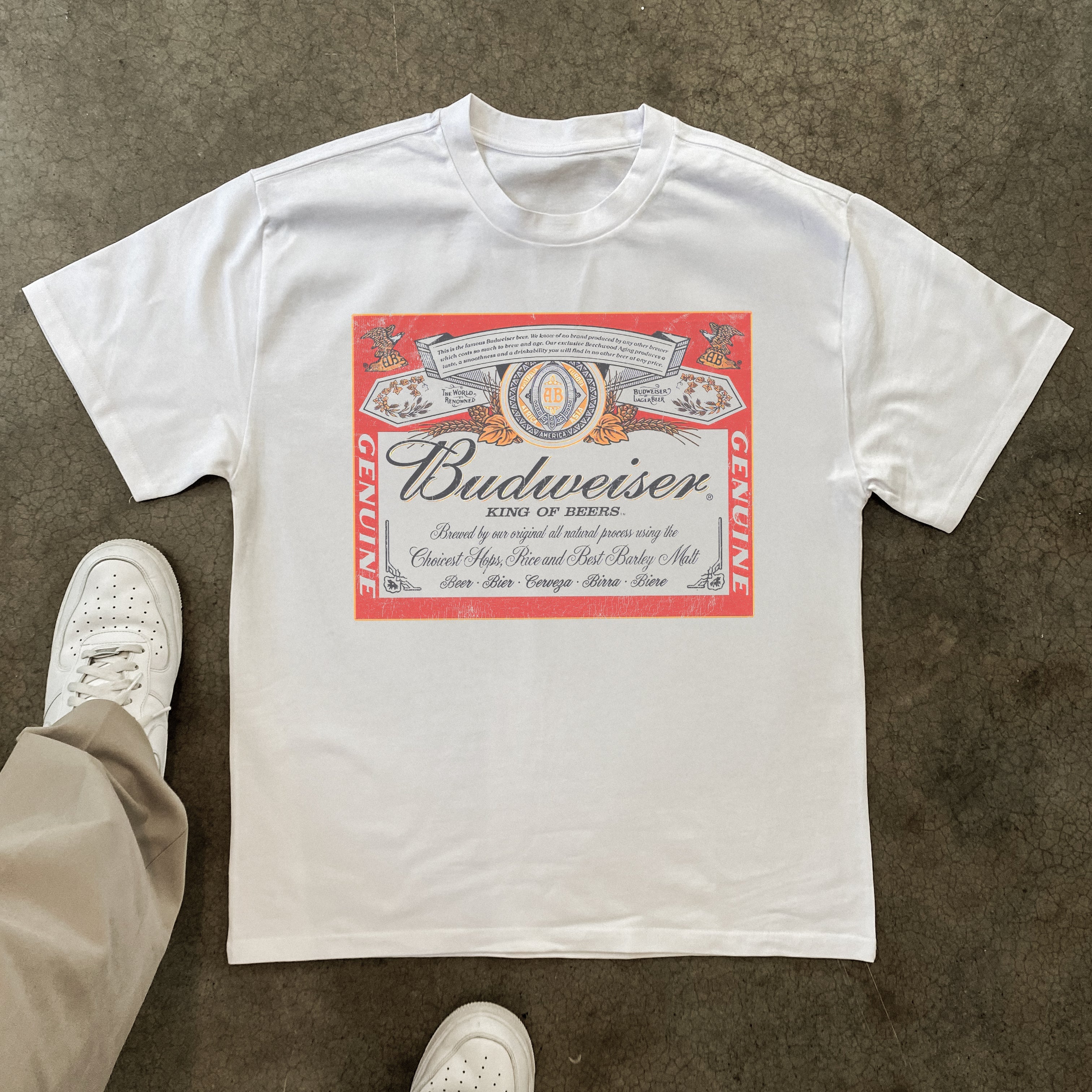 BUDWEISER LABEL HEAVYWEIGHT WHITE TSHIRT Hoodie, Sweatshirt | ZylaModa.com (Image 1)