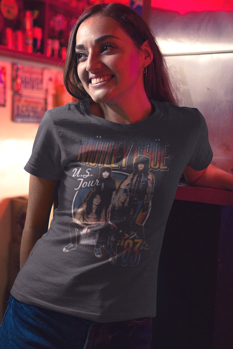 Motley Crue US Tour '83 Boyfriend Tee Hoodie, Sweatshirt | ZylaModa.com (Image 1)