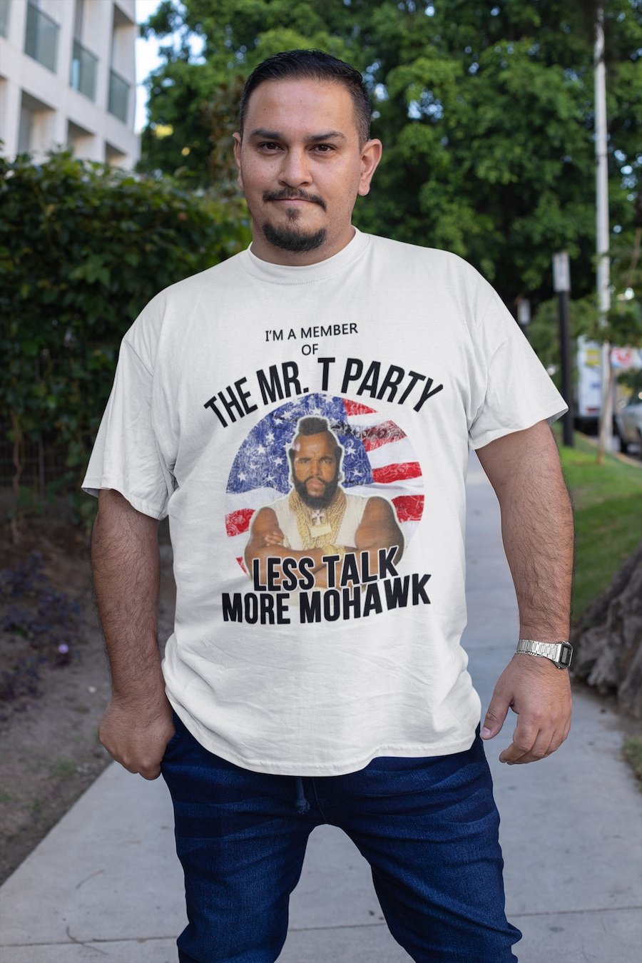 Mr. T Less Talk More Mohawk T-Shirt Hoodie, Sweatshirt | ZylaModa.com (Image 1)