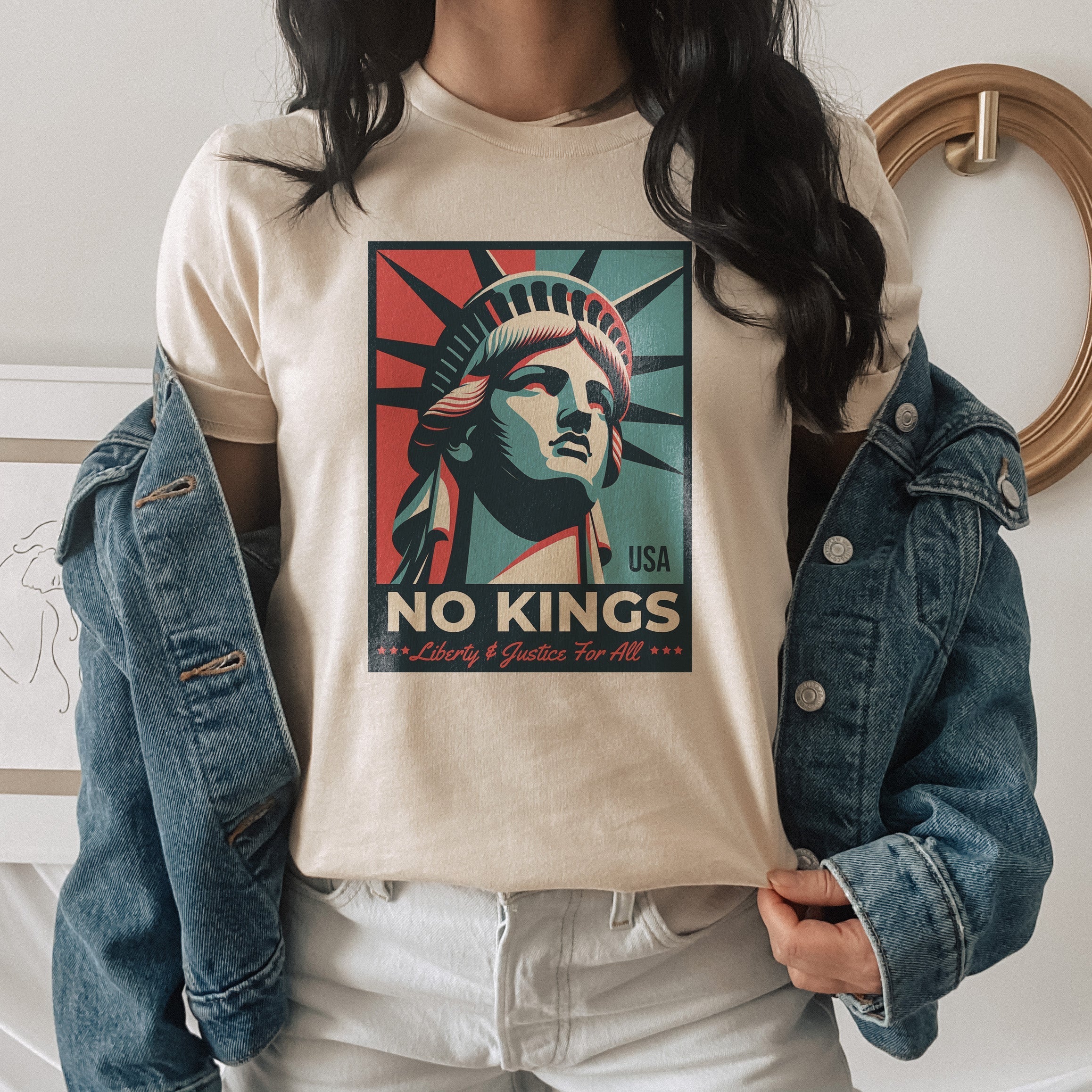 No Kings - Liberty and Justice For All T-Shirt Hoodie, Sweatshirt | ZylaModa.com (Image 3)
