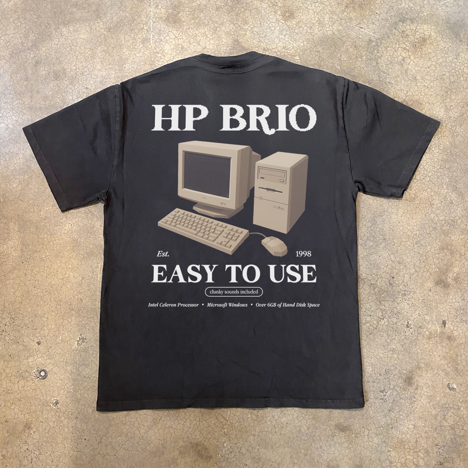 90s 'HP BRIO' RETRO COMPUTER HEAVY FADED TEE Hoodie, Sweatshirt | ZylaModa.com (Image 1)
