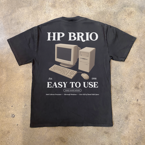 90s 'HP BRIO' RETRO COMPUTER HEAVY FADED TEE Hoodie, Sweatshirt | ZylaModa.com (Image 1)