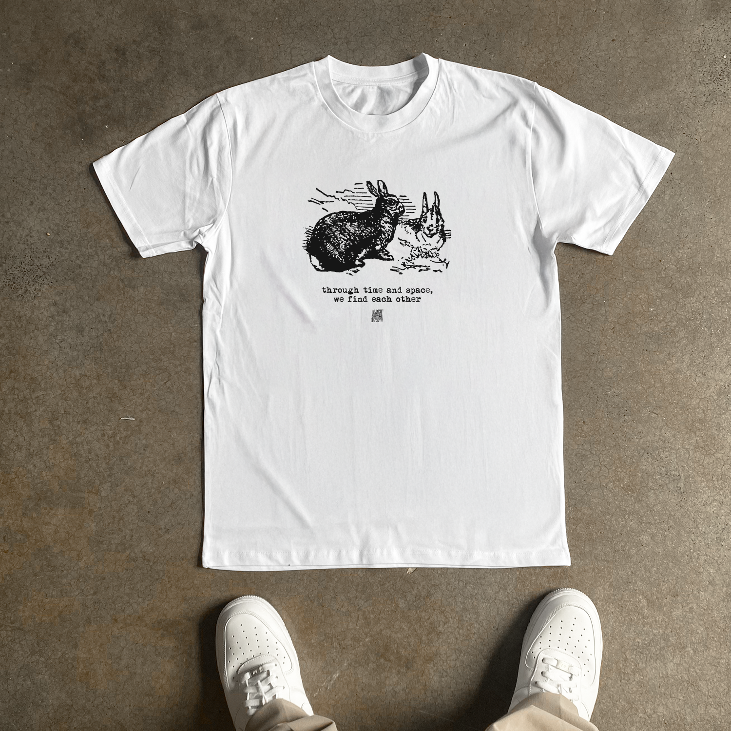 'THROUGH TIME AND SPACE' RABBITS HEAVY FADED TEE Hoodie, Sweatshirt | ZylaModa.com (Image 1)