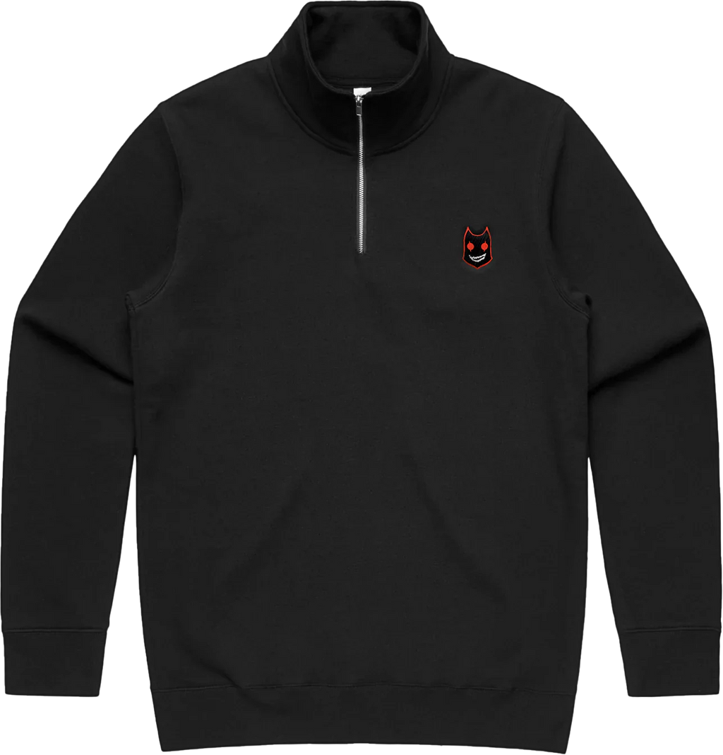 GUILTY GEAR - 'Zato-1 Pressure' Small Logo Embroidered Quarter-Zip Sweatshirt - Black T-Shirts, Hoodie (Image 5)