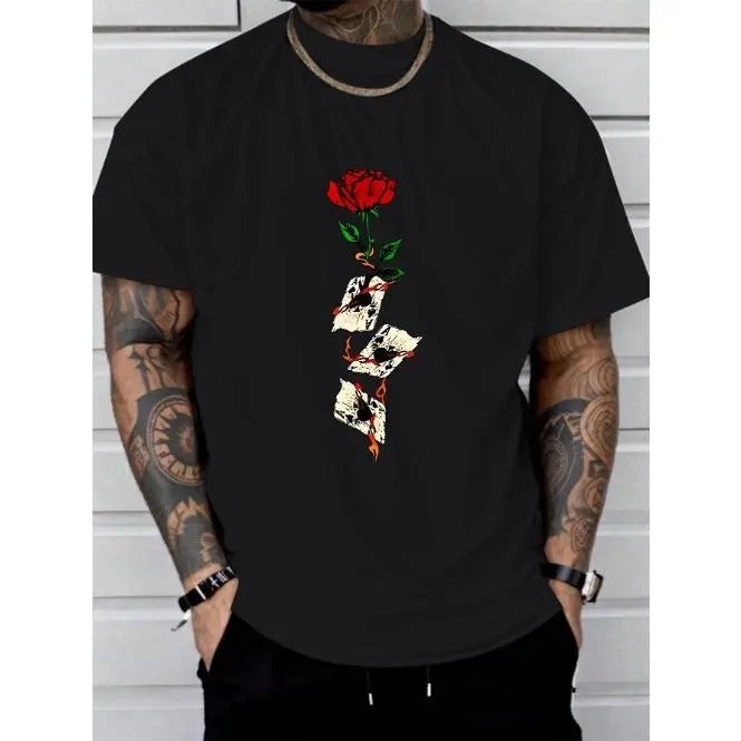 rose print comfortable and soft tee shirt, Tees for Men, Casual Short Sleeve T-shirt for summer Made in USA Hoodie,...