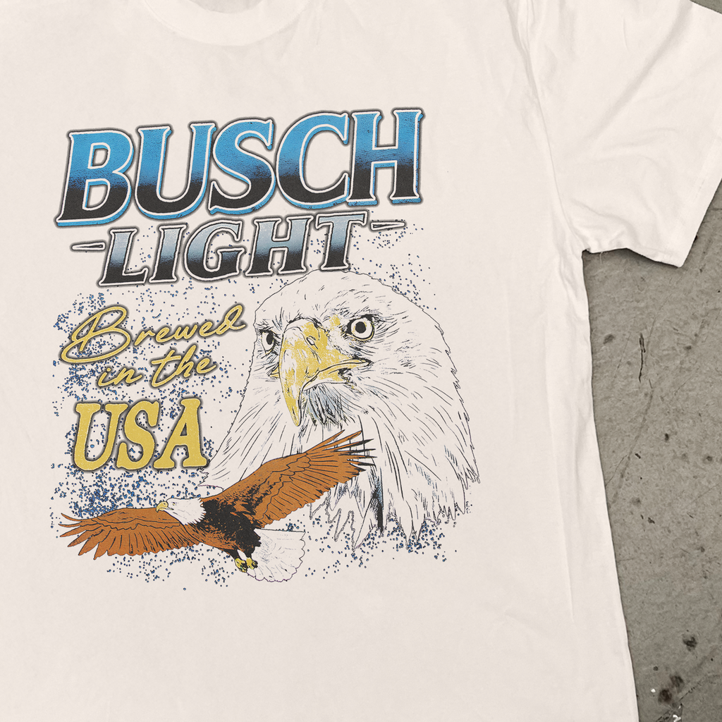BUSCH LIGHT 'BREWED IN THE USA' HEAVYWEIGHT BONE T-SHIRT Hoodie, Sweatshirt | ZylaModa.com (Image 2)