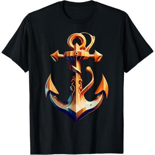 sailing boat nautical orange navy ship sailor anchor graphic T-Shirt Made in USA Hoodie, Sweatshirt | ZylaModa.com