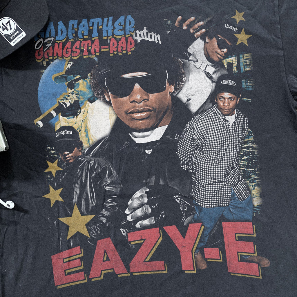 90s EAZY-E 'GODFATHER OF GANGSTA RAP' HEAVYWEIGHT BLACK T-SHIRT Hoodie, Sweatshirt | ZylaModa.com (Image 2)