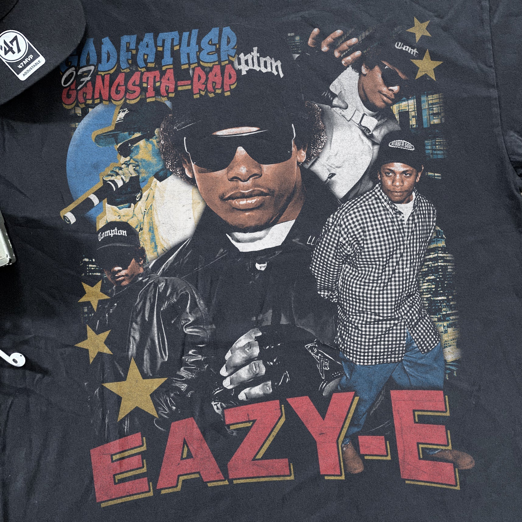 90s EAZY-E 'GODFATHER OF GANGSTA RAP' HEAVYWEIGHT BLACK T-SHIRT Hoodie, Sweatshirt | ZylaModa.com (Image 2)