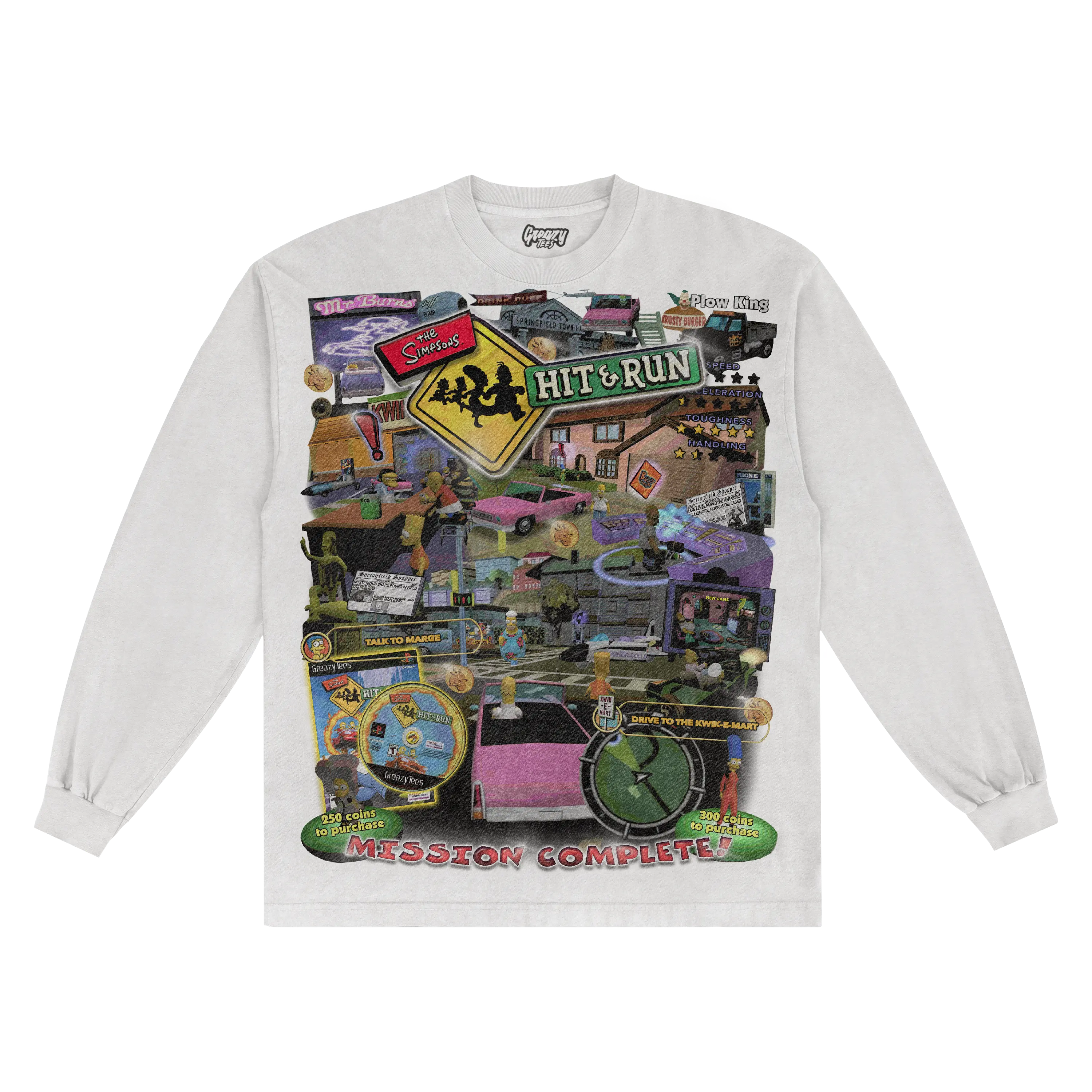 The Simpsons Hit & Run Classic Long Sleeved Tee Hoodie, Sweatshirt | ZylaModa.com (Image 1)