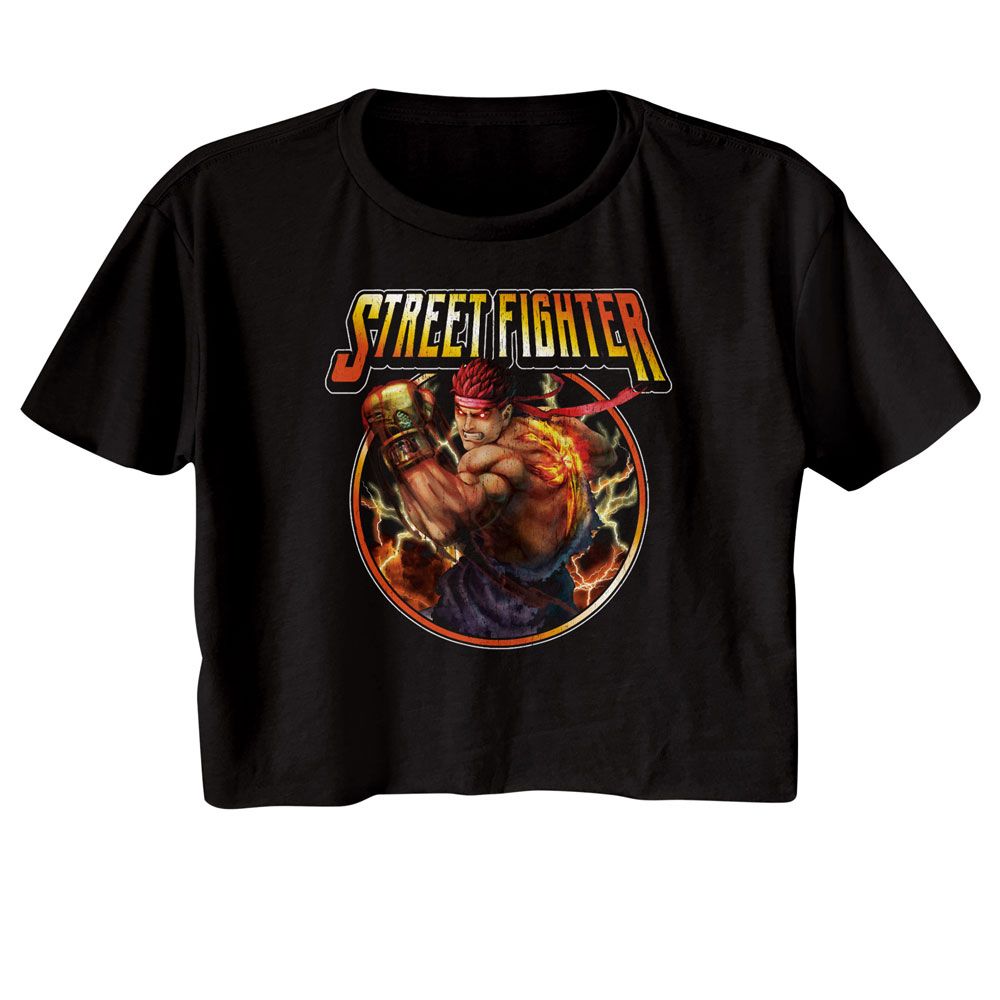 Street Fighter - Lightning Ryu Womens Crop Tee Hoodie, Sweatshirt | ZylaModa.com