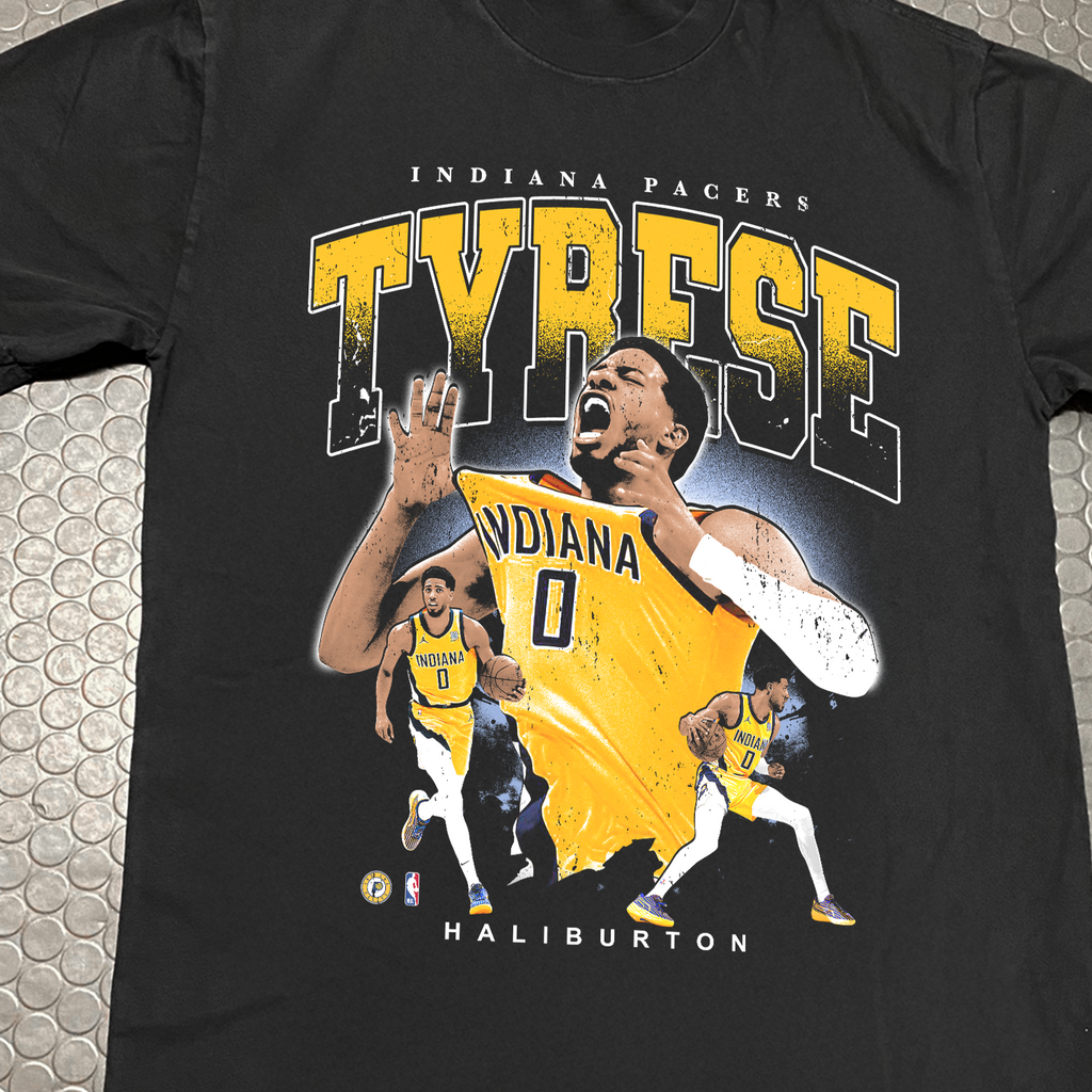 2025 TYRESE HALIBURTON 'PACE' FINALS HEAVY FADED BLACK T-SHIRT Hoodie, Sweatshirt | ZylaModa.com (Image 2)