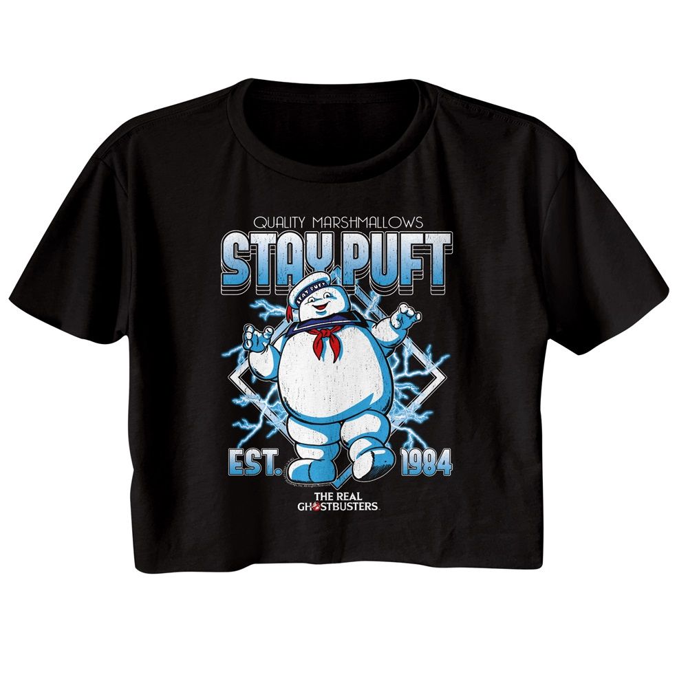 The Real Ghostbusters - RGB Stay Puft Electricity Womens Crop Tee Hoodie, Sweatshirt | ZylaModa.com