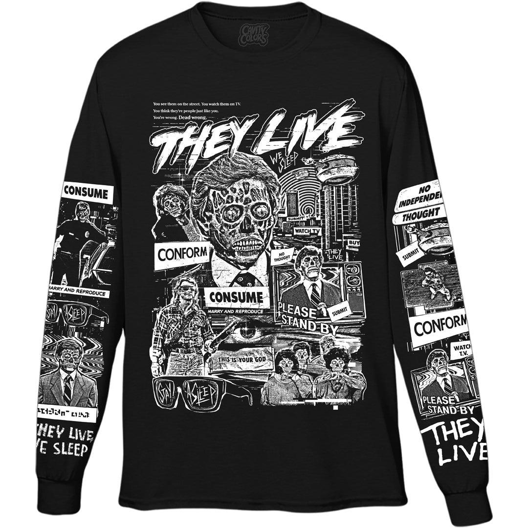 THEY LIVE: CONSUME - LONG SLEEVE SHIRT (GLOW IN THE DARK) Hoodie, Sweatshirt | ZylaModa.com (Image 1)