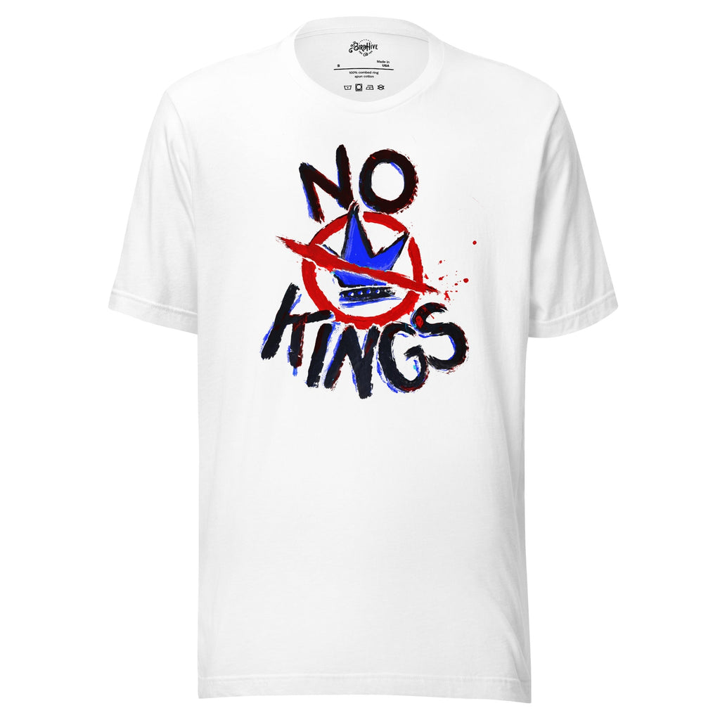 "No Kings" 100%Made in USA- Unisex t-shirt, white Hoodie, Sweatshirt | ZylaModa.com (Image 1)