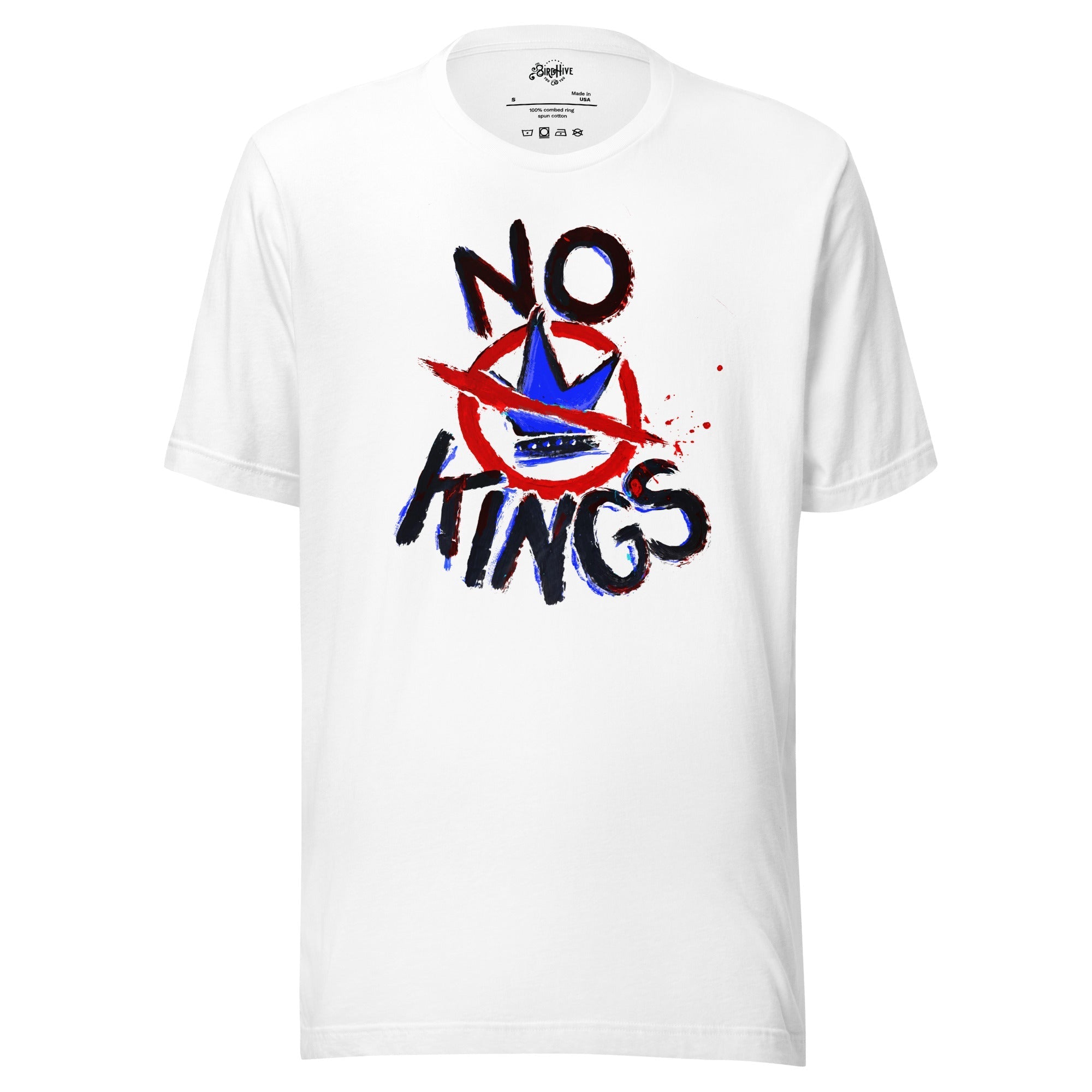 "No Kings" 100%Made in USA- Unisex t-shirt, white Hoodie, Sweatshirt | ZylaModa.com (Image 1)