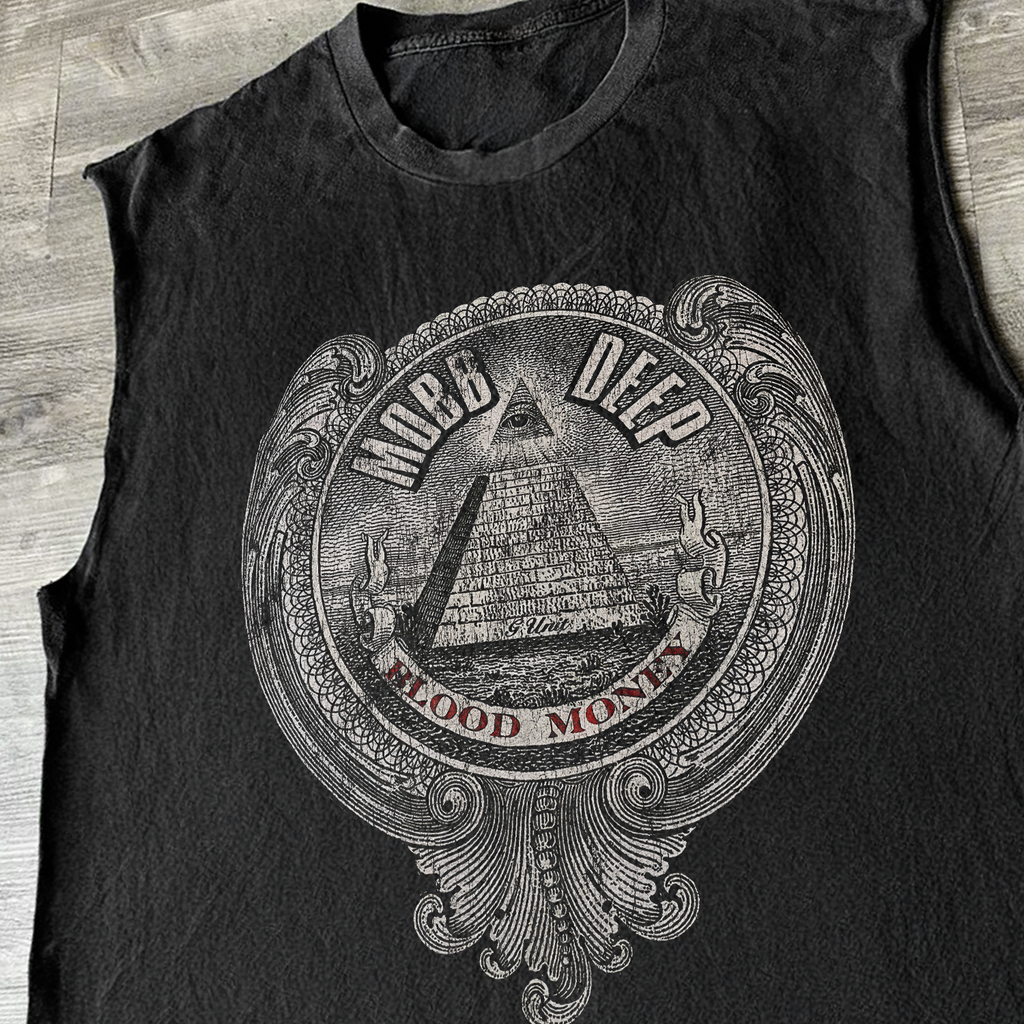 '06 MOBB DEEP 'BLOOD MONEY' ALBUM BLACK CUT-OFF TEE Hoodie, Sweatshirt | ZylaModa.com (Image 4)