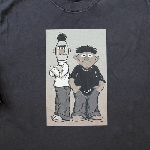 1990s BERT AND ERNIE VINTAGE JIM HENSON MUPPETS  HEAVYWEIGHT BLACK T-SHIRT Hoodie, Sweatshirt | ZylaModa.com (Image 2)