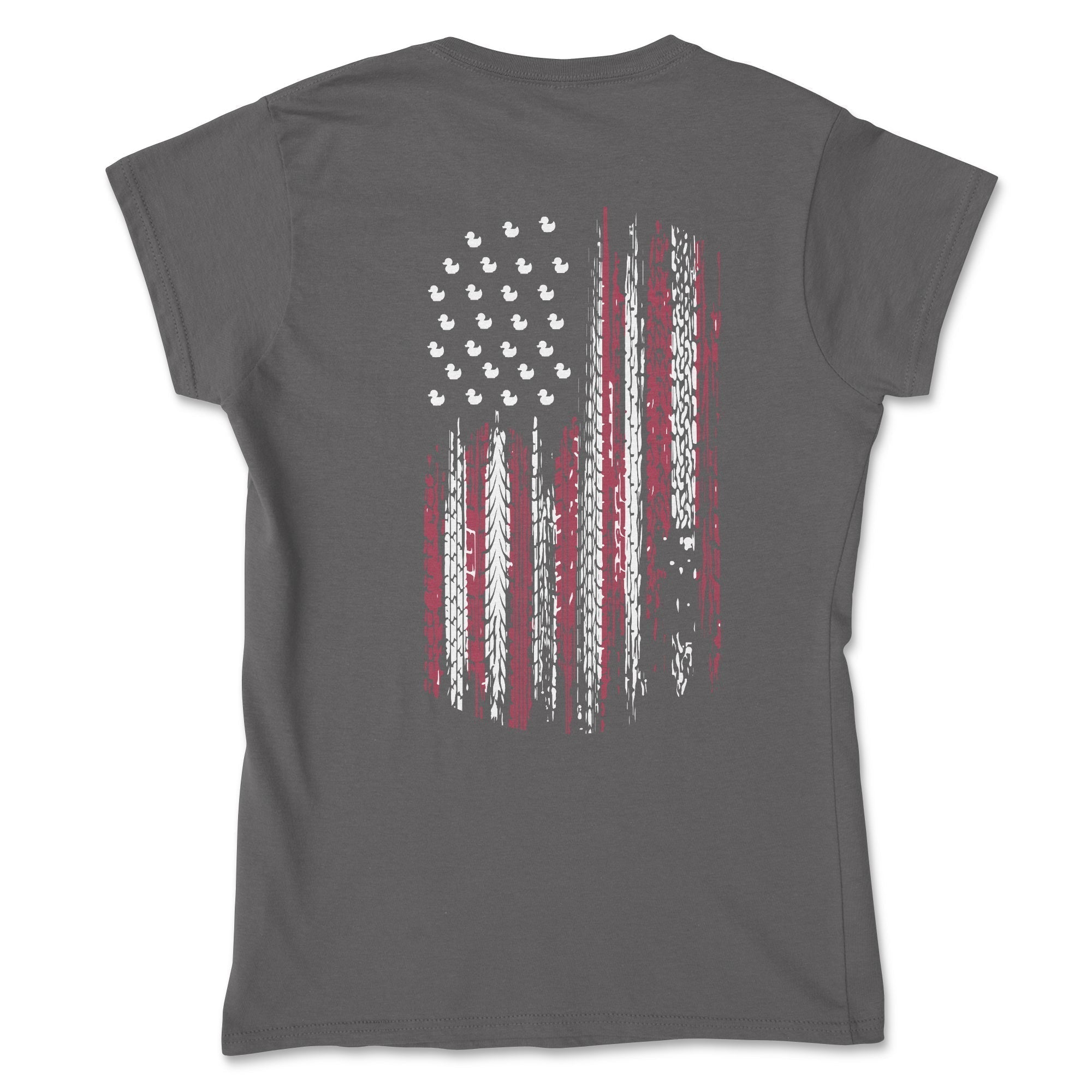 Women's American Flag Tire Track Duck Tee Hoodie, Sweatshirt | ZylaModa.com (Image 4)