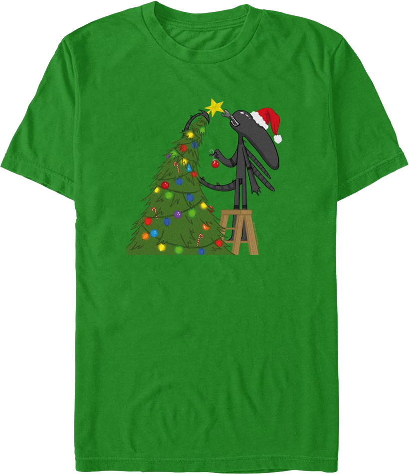 Xenomorph Christmas Tree Alien T-Shirt Hoodie, Sweatshirt | ZylaModa.com (Image 1)